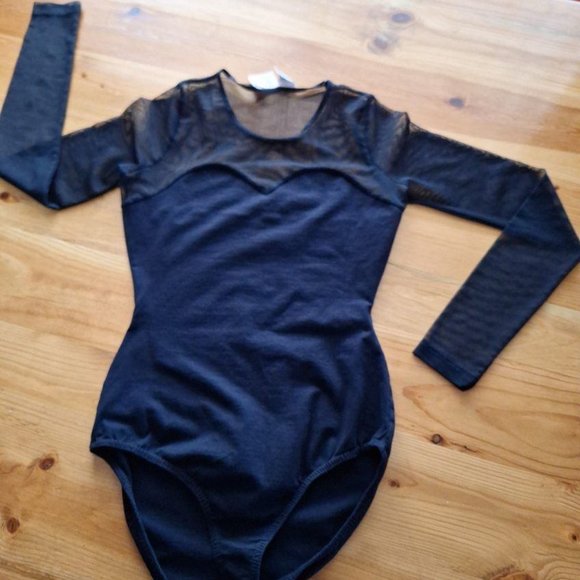 Corinna Fashions Tops - Vintage Sexy Black Mesh Bodysuit